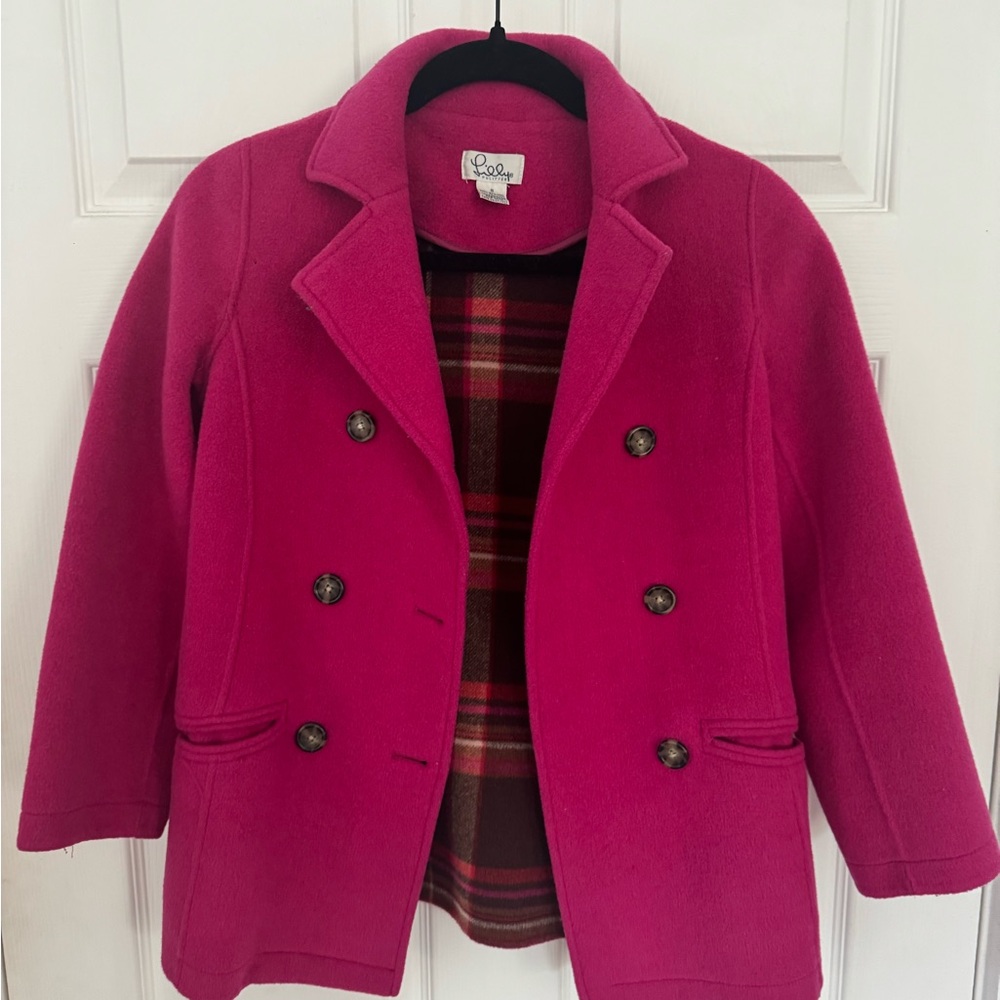 Lilly Pulitzer Fuchsia Double-Breasted Pea Coat